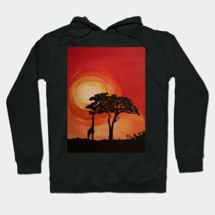 Giraffe silhouette at sunset Hoodie